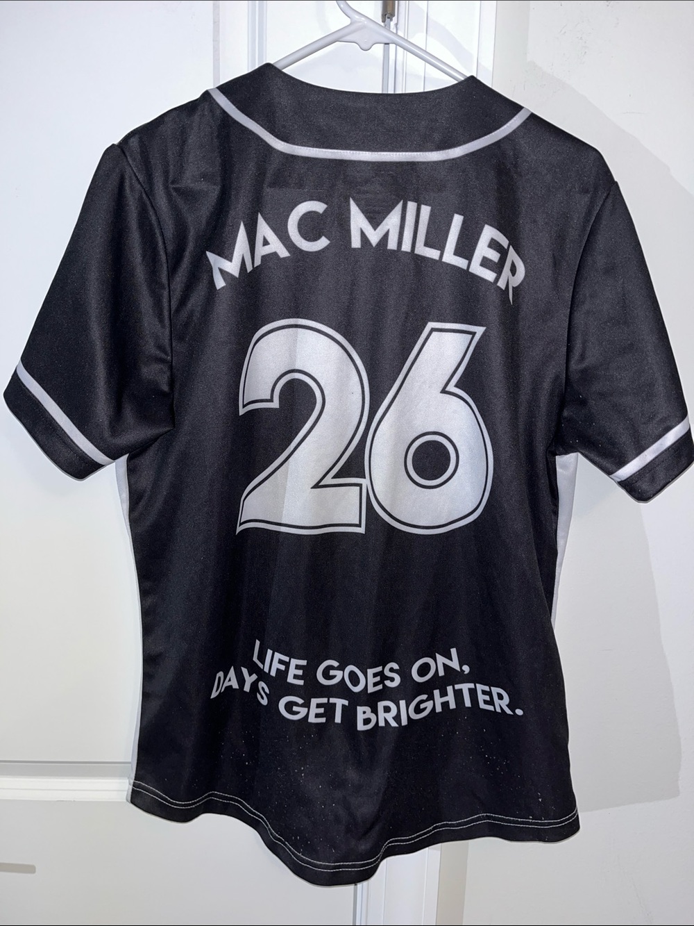 Mac Miller Baseball Jersey Wooster Apparel Men’s Sz M RIP #26 EUC Black/White
